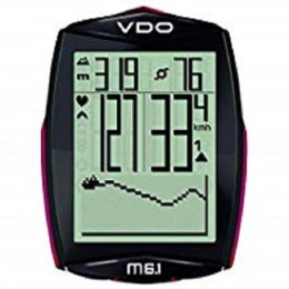 VDO Ordinateurs de vélo VDO M6.1 Compteur kilométrique sans fil avec ceinture, fréquence cardiaque et capteur de vitesse, noir / blanc / rouge