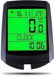 WWFAN Accessoires WDX - Compteur de vitesse de vélo étanche, rétro-éclairage LCD 5 langues, convient aux vélos de route et de montagne Mesure de vitesse (couleur : vert)