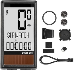 WWFAN Accessoires WDX- Ordinateur de vélo solaire sans fil, grand écran numérique en 5 langues, compteur de vitesse pour vélo, étanche, 16 fonctions, compteur kilométrique pour vélo Mesure de la vitesse (Color : St