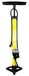 EM BIKE Pompes à vélo EM Bike Pompe de sol portable avec manomètre professionnel pour valves Presta et Schrader haute pression (160 psi / 11 bar) (jaune)