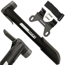 MAX1 Petite pompe à vélo – Mini pompe à vélo – Mini pompe à air – Valve auto à double tête (AV) + valve Dunlop (FV) – Support de cadre, 120 PSI – Léger et maniable (version plastique ABS)