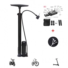 YGB Accessoires Pompe à pied pour pompe à vélo 120PSI avec outil de réparation de vélo 16 en 1, pompe à vélo avec manomètre portable, pompe à air pour vélo de route, VTT BMX, pompe à vélo durable, pompe à vélo pour v