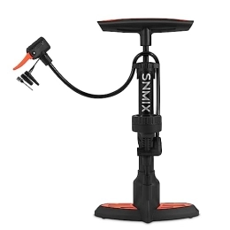 SNMIX Pompe à vélo avec manomètre, pompe à pied pour tous les vélos – valves Presta et Schrader, pompe à pneu gonflable haute pression 160 psi/11 bar, pompe à air multifonction pour ballons de