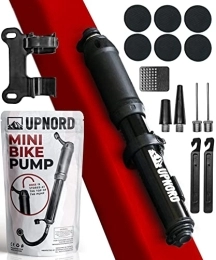 UpNord Mini pompe à vélo portable – Compatible avec les valves Presta et Schrader – PSI haute pression – Pompe à air pour pneu de route, VTT – Utilisation compacte et rapide – Comprend un support de