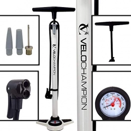 VeloChampion Accessoires VeloChampion Pro Pompe a Pied Cycliste Haute Pression Pro High Pressure Track Pump (Blanc)