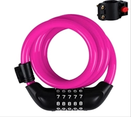 GORS Accessoires 1.2m Serrure De Vélo Bold Allongé Véhicule Électrique Mot De Passe À Cinq Chiffres VTT Anti-vol Accessoires D'équitation (Color : Pink)