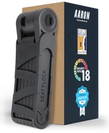 AARON Accessoires AARON Antivol de vélo – Sécurité pliable niveau 18, verrouillage de haute sécurité breveté avec support – Cadenas léger avec clé pour vélo électrique, vélo de course, moto, VTT en noir