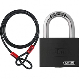 ABUS Accessoires Abus Cobra 10 / 200 Antivol câble à boucle Noir 200 cm & T65AL / 40 Cadenas antivol "myLock" Aluminium Noir