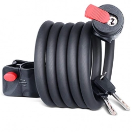 Aini Verrous de vélo Aini Bike Lock, Verrouillage vélo Verrouillage Fil d'acier Portable avec clé for VTT Vélo électrique Moto Vélo Accessoires de Verrouillage vélo 1.5m (Color : Black)
