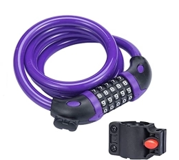 Samnuerly Accessoires Antivol de vélo, antivol portable à 5 chiffres avec mot de passe réinitialisable, câble antivol pour vélo / moto / porte / poussette, etc. (violet)
