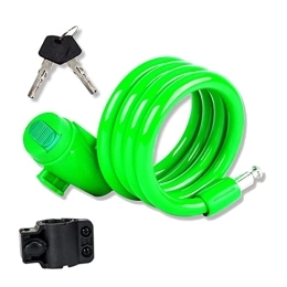 PURRL Accessoires Antivol de vélo, antivols de vélo Câble antivol enroulé Secure Keys Antivol de câble de vélo avec support de montage, antivol de câble de vélo pour vélo à l'extérieur (Color : Green, Size : 1.2M)