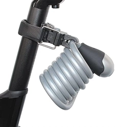 PURRL Verrous de vélo Antivol de vélo, antivols de vélo Câble antivol enroulé Secure Keys Antivol de câble de vélo avec support de montage, diamètre 10 mm (Couleur : Gris, Taille : 150cm-10mm) little surprise