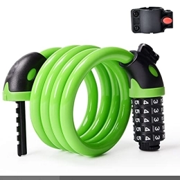 PURRL Accessoires Antivol de vélo, combinaison combinée réinitialisable de sécurité enroulée, antivol de câble de 6 pieds de long, antivol de vélo avec support de montage (Color : Green, Size : 12mm / 120CM) little