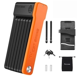 Mayyou Accessoires Antivol de vélo pliable portable avec chaîne de verrouillage avec 3 clés pour VTT, vélo de route, scooter (orange)