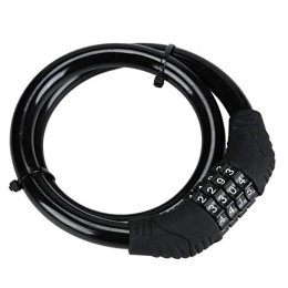 SHIER Accessoires Antivol De Vélo Portable Mountain Bike Lock Anti-Theft Password Combination Number Code Lock Fixed Bicycle Ring Lock Steel Cable Chain, Black