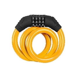 SHIER Accessoires Antivol De Vélo Portable Mountain Bike Lock Anti-Theft Password Combination Number Code Lock Fixed Bicycle Ring Lock Steel Cable Chain, Yellow