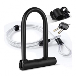 Bluetooth earphone Verrous de vélo Antivol en forme de U avec câble, avec câble flexible en acier de 1, 2 m, très résistant, haute sécurité, antivol pour vélo en forme de U, support universel 2 clés pour VTT(couleur : noir)