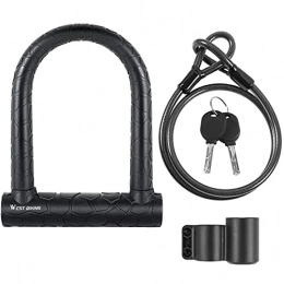 DingChen Accessoires Antivol en U pour vélo, 20 mm Combinaison robuste pour vélo D Lock Manille avec Câble flexible de sécurité en acier de 1.2m , support de montage robuste et 2 clés