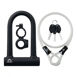 softeen Accessoires Antivol en U pour vélo avec câble, cadenas à combinaison robuste (16 mm de diamètre extérieur) et câble en acier de 1, 2 m avec support de montage et 3 clés pour vélo de route, VTT, moto, poussette