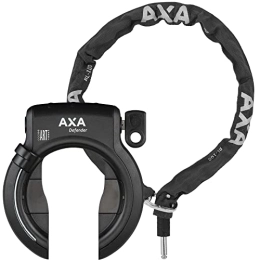 AXA Verrous de vélo AXA Defender + RLC 100, Antivol de cadre + Chaîne à cadenas, Pour roue de vélo, Sécurité 12 sur 15, 100 cm x 5, 5 mm, Avec housse en polyester noir