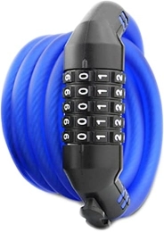 BREWIX Accessoires BREWIX 150cm Portable Bike Lock Mini Moto Casque Lock 5 Chiffres Mot de Passe Combinaison Vélo Anti-Vol Bold Acier Fil Alliage Serrure, Bleu Verrous (Color : Blu)