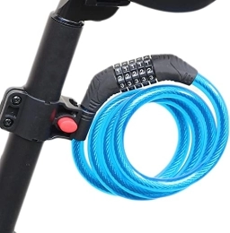 BREWIX Accessoires BREWIX Antivol de vélo portable 120 cm antivol de casque de moto combinaison de mot de passe à 5 chiffres antivol câble en acier audacieux avec support de verrouillage, bleu Verrous (Color : Blu)