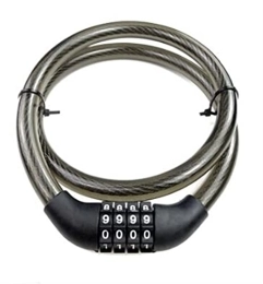 Coquille de câble en spirale en caoutchouc for bicyclette, serrure à Code de sécurité à combinaison à 4 chiffres 1 pièces (Color : Black)