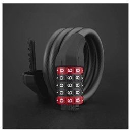 PURRL Accessoires Câble antivol pour vélo, cadenas de vélo à enroulement automatique, cadenas à combinaison réinitialisable à 4 chiffres avec support de montage pour vélo, portail, clôture (Color : Black, Size : 1.2m)