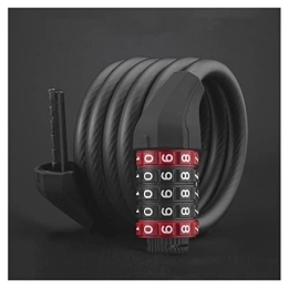 PURRL Accessoires Câble antivol pour vélo, cadenas de vélo à enroulement automatique, cadenas à combinaison réinitialisable à 4 chiffres avec support de montage pour vélo, portail, clôture (Color : Black, Size : 1.8m)