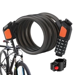 glynn Accessoires Câble antivol pour vélo, verrou de sécurité antivol, câble antivol en acier tressé épais et robuste, code à combinaison réinitialisable à enroulement automatique, antivol à clé combinée pour vélo
