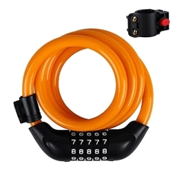 SHHMA Accessoires Câble de verrouillage de vélo, 4 pieds 5 chiffres de combinaison de combinaison de bicyclettes de vélo de bicyclettes de serrure de serrure de serrure serrure d'équitation anti-vol de vol, Orange
