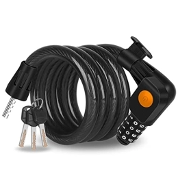 PURRL Accessoires Câble de verrouillage de vélo, cadenas à combinaison de câble de code à 5 chiffres avec support de montage de vélo, combinaison de verrouillage de vélo de 12 mm avec lumière LED, antivols de câble de