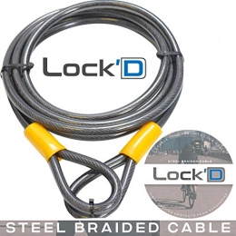 LOCK'd Accessoires Câble de verrouillage de vélo à double boucle – 4, 6 m – Câble robuste de 10 mm d'épaisseur en fil d'acier avec options de longue longueur – 2, 5 m, 3 m ou 9, 3 m