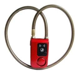 Zyj stores-Câbles antivol Accessoires Câbles Antivol Outdoor Dispositif Antivol Super Contrôle Intelligent D'alarme Intelligent Bluetooth Verrouillage Étanche 110dB Alarme Vélo Verrouillage (Color : Red)
