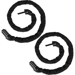 Gisafai Lot de 2 cadenas à chaîne de vélo de 110 cm - Combinaison à 5 chiffres - Sans clé - Antivol - Verrouillage réinitialisable - Pour vélo, moto, scooter, porte, clôture, porte - Noir