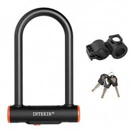 INTEKIN Accessoires INTEKIN Bike U Lock Antivol de vélo robuste en U de 16 mm pour vélo avec support de montage robuste pour vélos de route, VTT Taille S