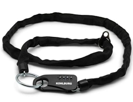KOHLBURG Accessoires KOHLBURG antivol de poche sûr avec chaîne et combinaison de chiffres, 129 cm de long - cadenas pour poussettes, ski et casque de moto - cadenas à combinaison de 3 mm d’épaisseur