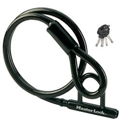 Master Lock Accessoires MASTER LOCK Cable Antivol Moto avec Mini U [1, 5 m Câble] [Clé] [Extérieur] 8156EURDPS - Idéal pour Moto, Scooter et Vélo