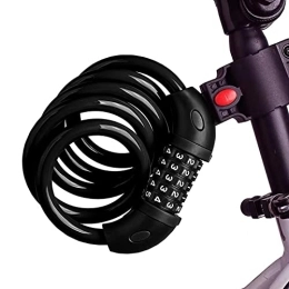 MERYAL Accessoires MERYAL Antivol pour vélo avec code à 5 chiffres 1200 mm x 12 mm Câble en acier Noir