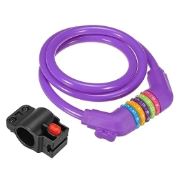PATIKIL Accessoires PATIKIL Câble antivol pour vélo - 1, 2 m - Antivol à combinaison à 5 chiffres réinitialisable - Violet