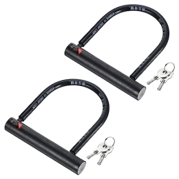 PATIKIL Accessoires PATIKIL U-Lock Lot de 2 cadenas antivol pour vélo avec clé, 15 mm en alliage de zinc haute sécurité pour vélos, scooters, roues de moto, noir