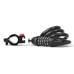 Provelo Accessoires Provelo - Antivol / Cadenas pour Vélo - Câble en spirale - Noir - Épaisseur de 12mm - Combinaison à 5 Chiffres - Support inclus