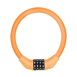 DXSE Accessoires Serrure de bicyclette ronde 4 chiffres mot de passe serrure Anti-vol Portable sécurité acier chaîne moto mot de passe serrure portable anneau (Color : Orange)