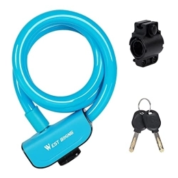 GORS Accessoires Serrure de câble de vélo en plein air cyclisme antivol serrure avec clés montage fil d'acier sécurité vtt Scooter vélo accessoires (Color : Blue)