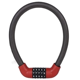DXSE Accessoires Serrure de vélo Anti-vol fil gras Anti-cisaillement mot de passe à cinq chiffres équipement de cyclisme Portable universel accessoires de vélo (Color : Extended red)