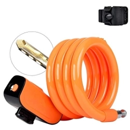Ningvong Verrous de vélo Serrure de vélo, antivol portable fixe, antivol de la tête, avec cadre, 1, 2 m x 12 mm Orange