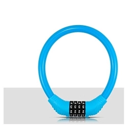 Gangkun Accessoires Serrure à code de bicyclette, cadenas de bicyclette, serrure antivol, portatif, serrure souple de câble électrique à 4 chiffres, serrure à code d'anneau portable-bleu