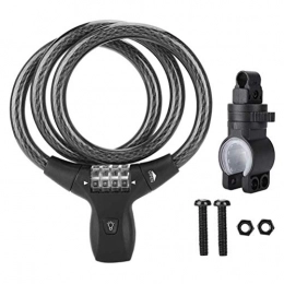 SGSG Accessoires SGSG Verrous de câble de vélo, avec veilleuse LED Câble de Verrouillage de vélo Codes à 4 Chiffres réinitialisables avec Support de Montage Câble de Verrouillage de chaîne, pour vélos Poussettes