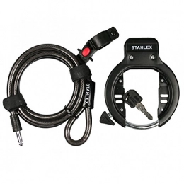 stahlex Serrure à cadre avec pochettes Câble antivol pour vélo anneau Antivol Fixation