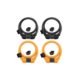 tieedhfu Accessoires tieedhfu 4 X (Multi) Câble Antivol Vélo 4 Chiffres Antivol VTT Sécurité Orange avec Support
